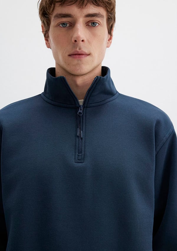 Mavi YARIM FERMUARLI SWEATSHIRT Gece Lacivert Lacivert Erkek Sweatshirt
