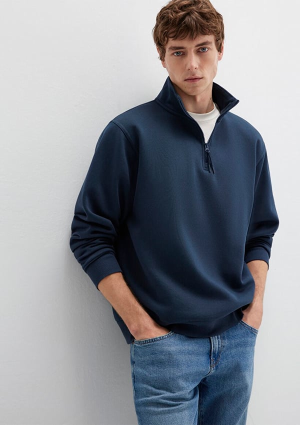 Mavi YARIM FERMUARLI SWEATSHIRT Gece Lacivert Lacivert Erkek Sweatshirt