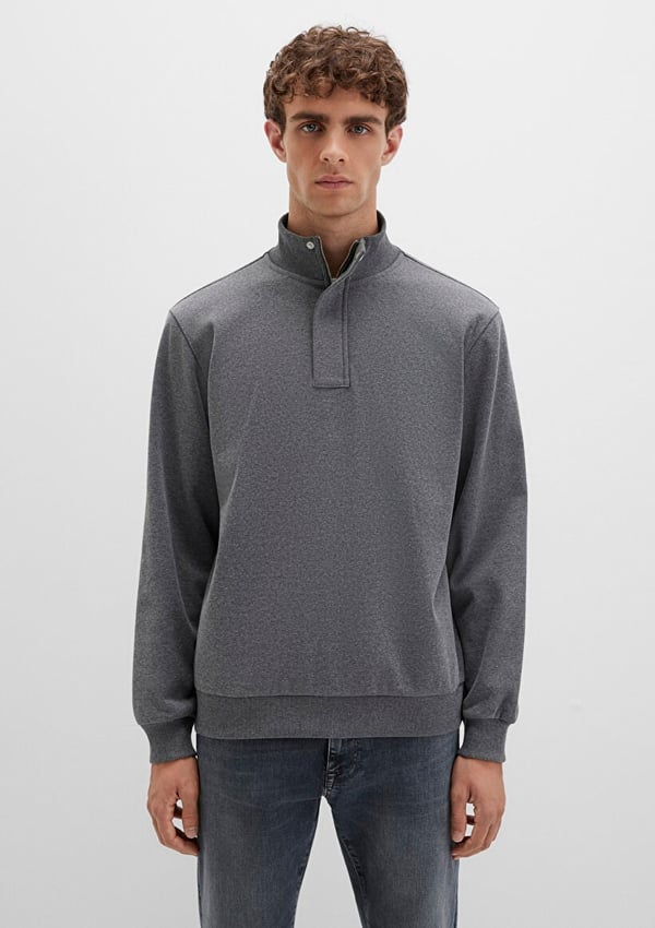 Mavi YARiM FERMUARLi SWEATSHiRT Gri Melanj Gri Erkek Sweatshirt
