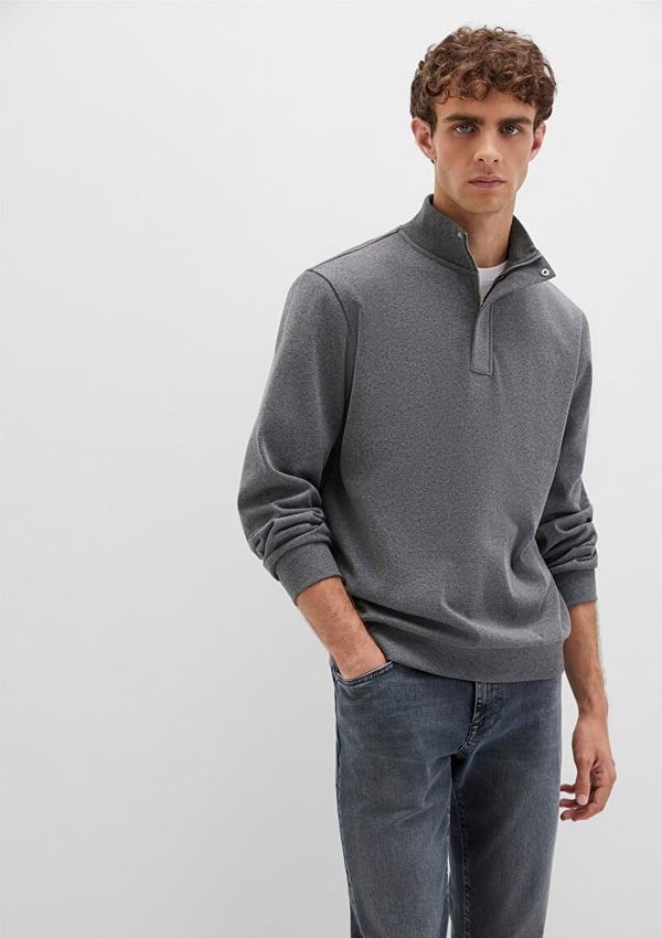 Mavi YARiM FERMUARLi SWEATSHiRT Gri Melanj Gri Erkek Sweatshirt
