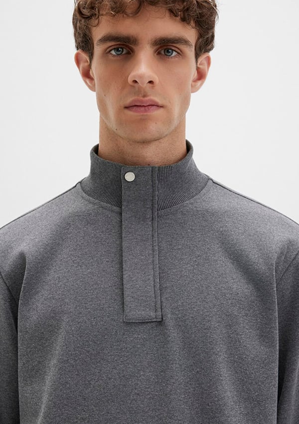 Mavi YARiM FERMUARLi SWEATSHiRT Gri Melanj Gri Erkek Sweatshirt