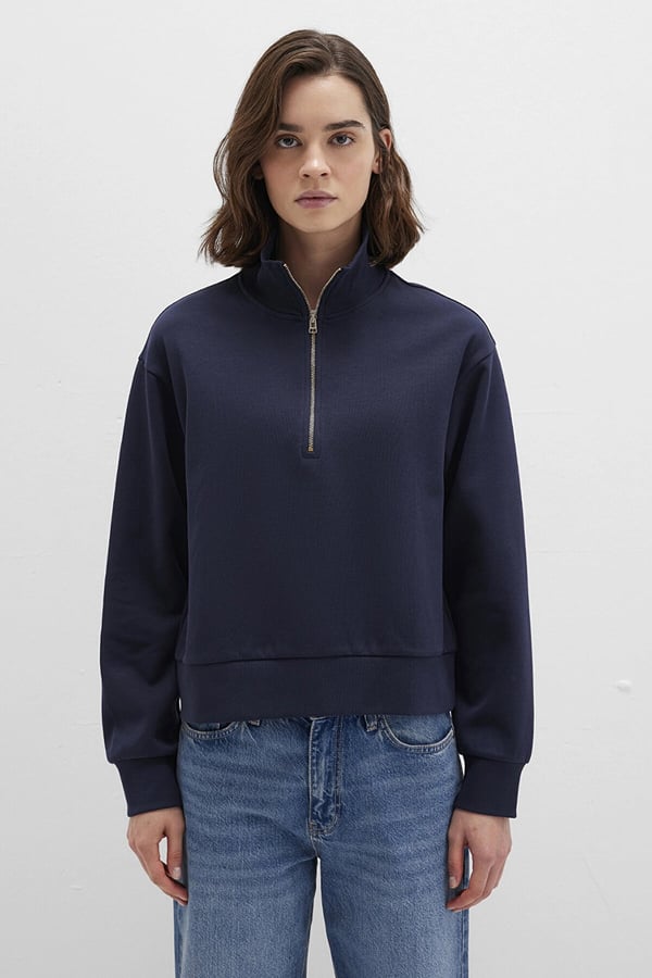 Mavi YARiM FERMUARLi SWEATSHiRT Koyu Lacivert Lacivert Kadın Sweatshirt