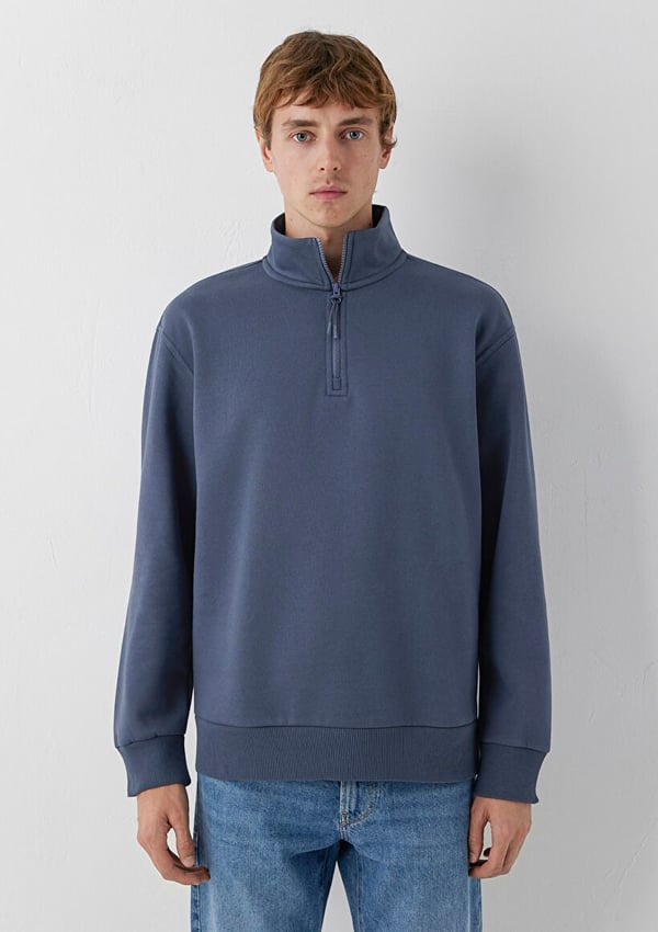 Mavi YARIM FERMUARLI SWEATSHIRT Ombre Mavi Lacivert Erkek Sweatshirt