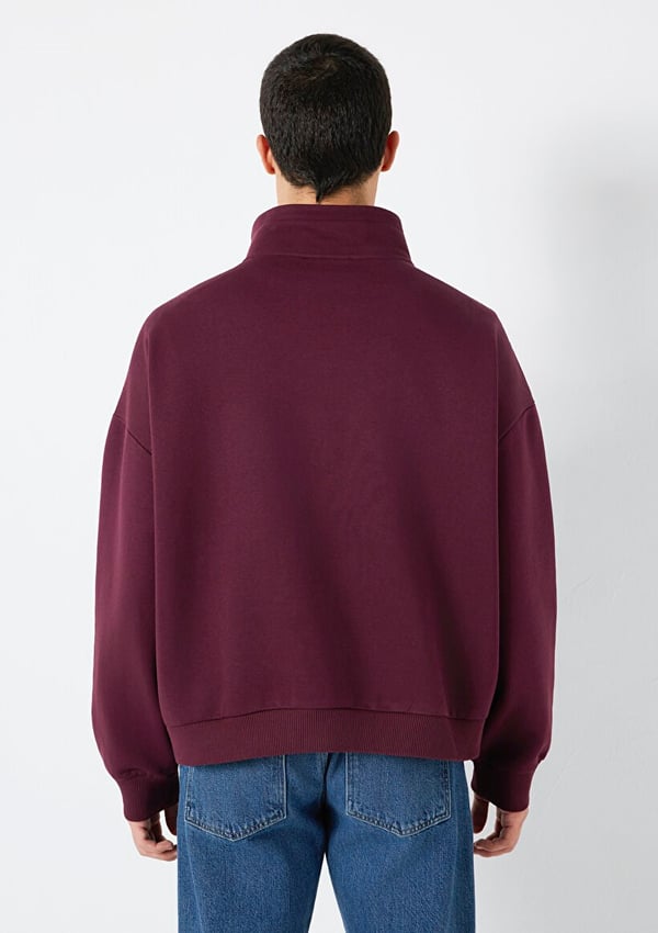 Mavi YARIM FERMUARLI SWEATSHIRT Şarap Bordo Bordo Erkek Sweatshirt