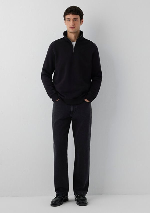 Mavi YARIM FERMUARLI SWEATSHIRT Siyah Siyah Erkek Sweatshirt