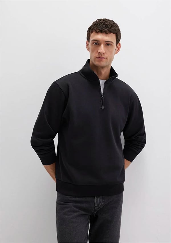Mavi YARiM FERMUARLi SWEATSHiRT Siyah Siyah Erkek Sweatshirt