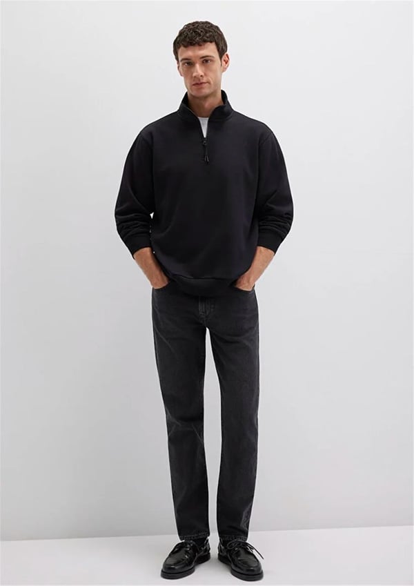 Mavi YARiM FERMUARLi SWEATSHiRT Siyah Siyah Erkek Sweatshirt