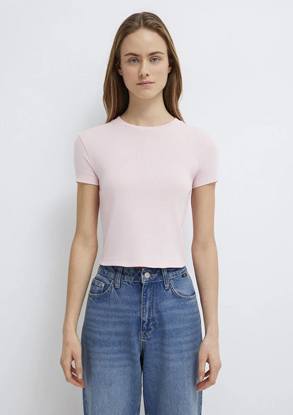 Mavi YUVARLAK YAKA BASIC TİŞÖRT Pink-a Boo Pembe Kadın T-Shirt