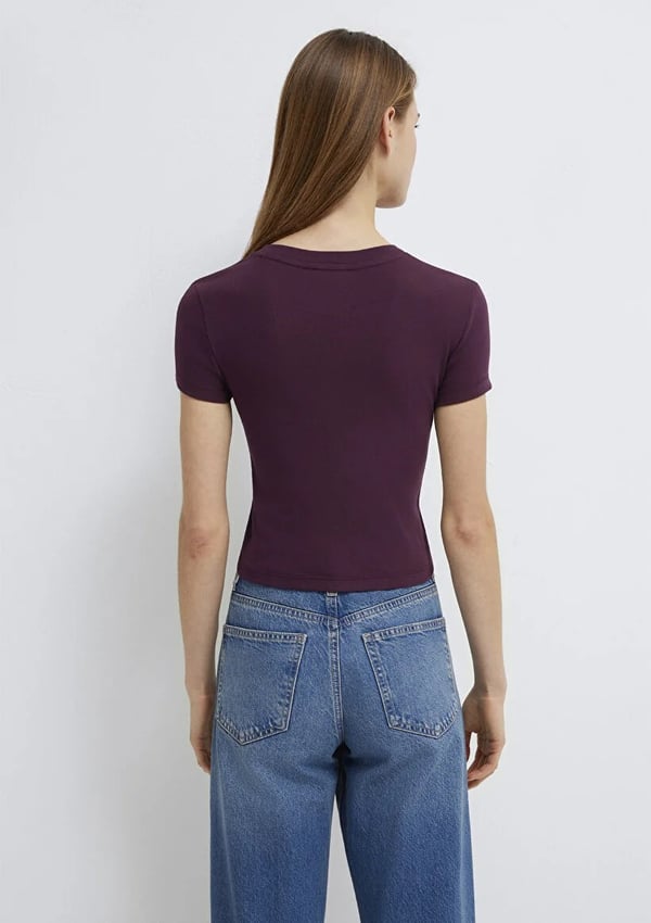 Mavi YUVARLAK YAKA BASIC TİŞÖRT Şarap Bordo Bordo Kadın T-Shirt