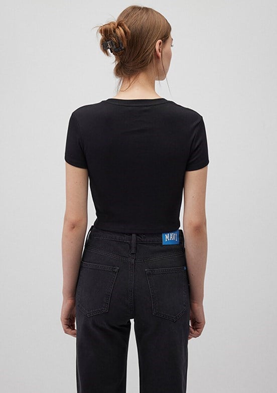 Mavi YUVARLAK YAKA BASiC TİŞÖRT Siyah Siyah Kadın T-Shirt