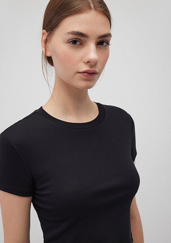 Mavi YUVARLAK YAKA BASiC TİŞÖRT Siyah Siyah Kadın T-Shirt