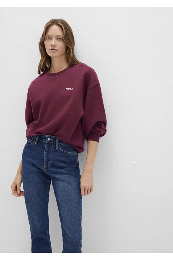 Mavi YUVARLAK YAKA LOGO SWEATSHiRT Maroon Ban Mürdüm Kadın Sweatshirt