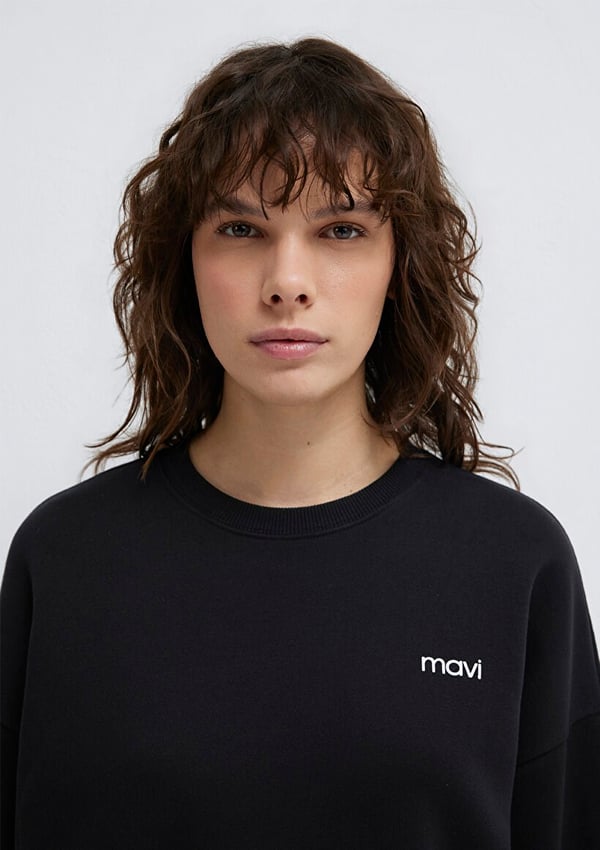 Mavi YUVARLAK YAKA LOGO SWEATSHiRT Siyah Siyah Kadın Sweatshirt