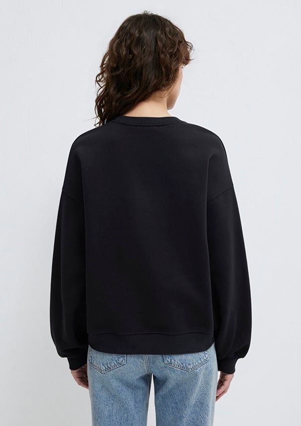 Mavi YUVARLAK YAKA LOGO SWEATSHiRT Siyah Siyah Kadın Sweatshirt