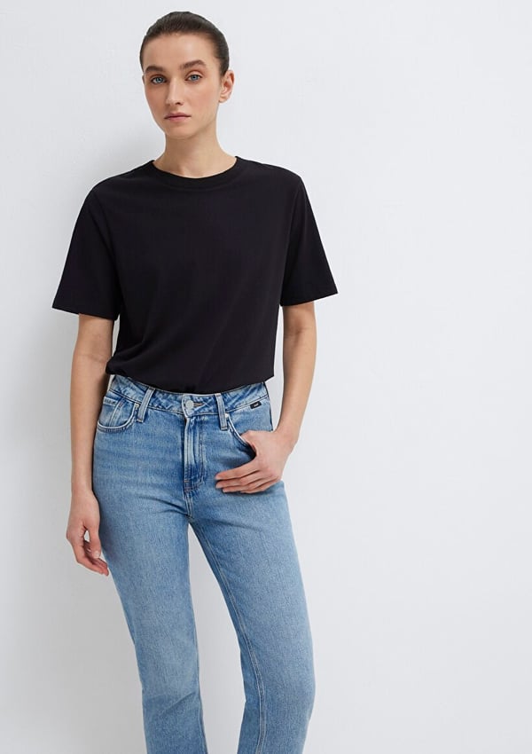 Mavi YUVARLAK YAKA TİŞÖRT Siyah Siyah Kadın T-Shirt