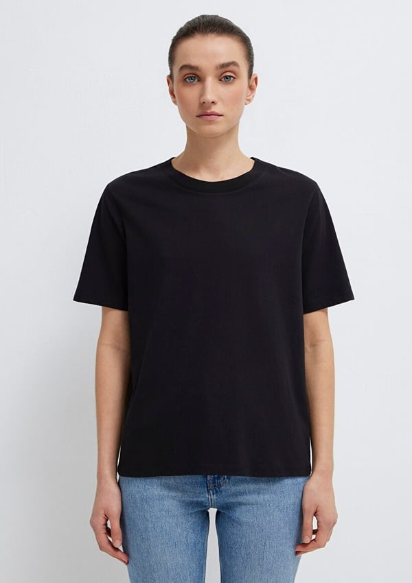Mavi YUVARLAK YAKA TİŞÖRT Siyah Siyah Kadın T-Shirt