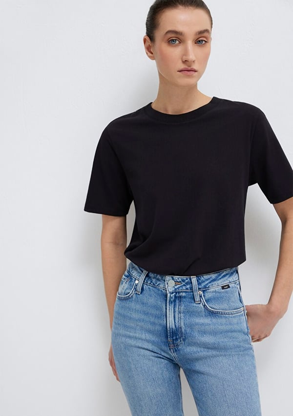Mavi YUVARLAK YAKA TİŞÖRT Siyah Siyah Kadın T-Shirt