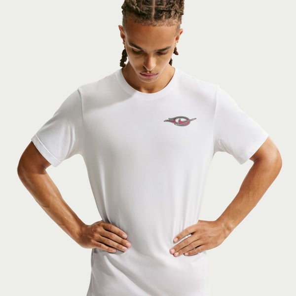 Nike M NK DF TEE STD STRIDE PRNT PK Beyaz Erkek T-Shirt