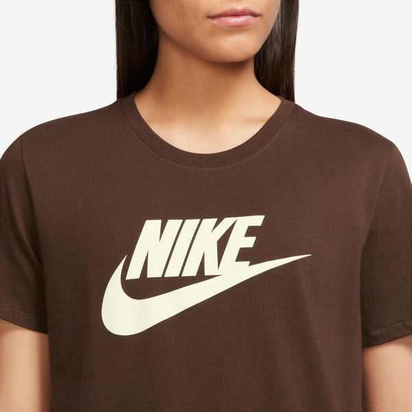 Nike Nike Sportswear Essentials Logo T-Shirt Kahverengi Kadın T-Shirt