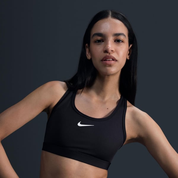 Nike W NK SWSH MED SPT BRA Siyah Kadın Sporcu Sütyeni (Bra)