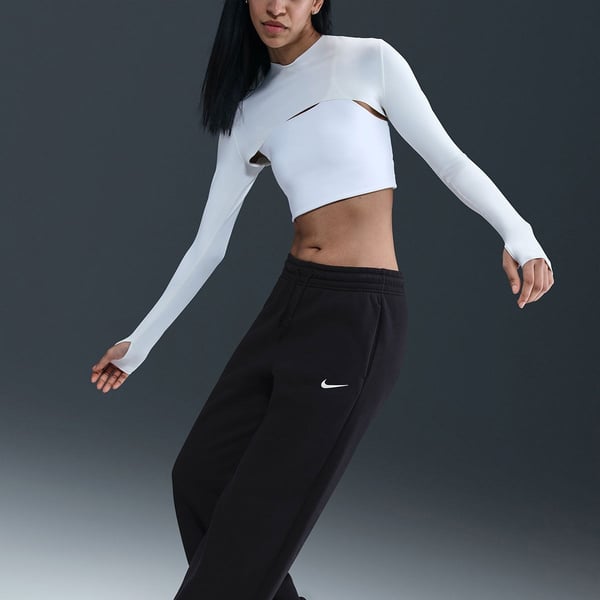 Nike W NSW PHNX FLC HR PANT WIDE 2 Siyah Kadın Eşofman Alt
