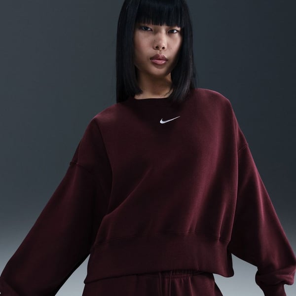 Nike W NSW PHNX FLC OOS CREW Bordo Kadın Sweatshirt