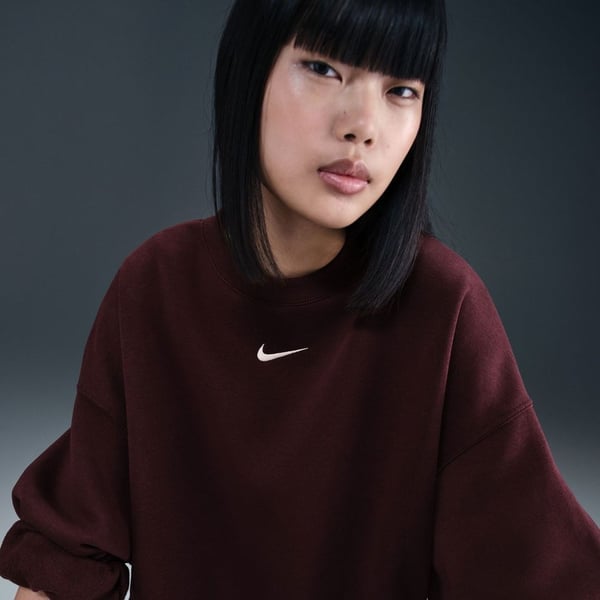 Nike W NSW PHNX FLC OOS CREW Bordo Kadın Sweatshirt