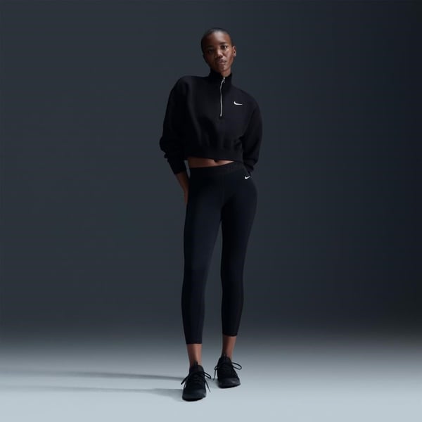 Nike W NSW PHNX FLC QZ CROP Siyah Kadın Sweatshirt