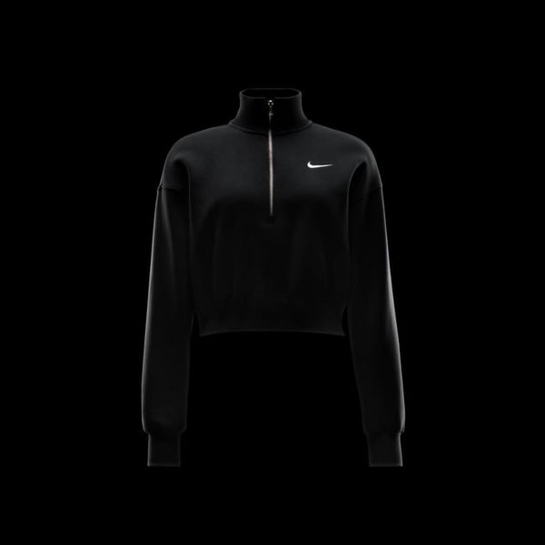 Nike W NSW PHNX FLC QZ CROP Siyah Kadın Sweatshirt