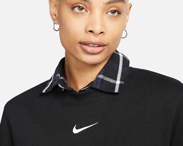 Nike W NSW PHNX FLC STD CREW Siyah Kadın Sweatshirt