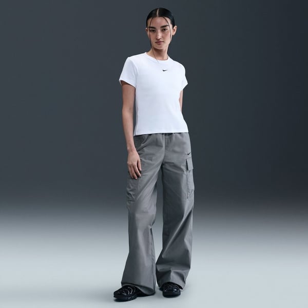 Nike W NSW RIB TGHT SS TEE Beyaz Kadın T-Shirt