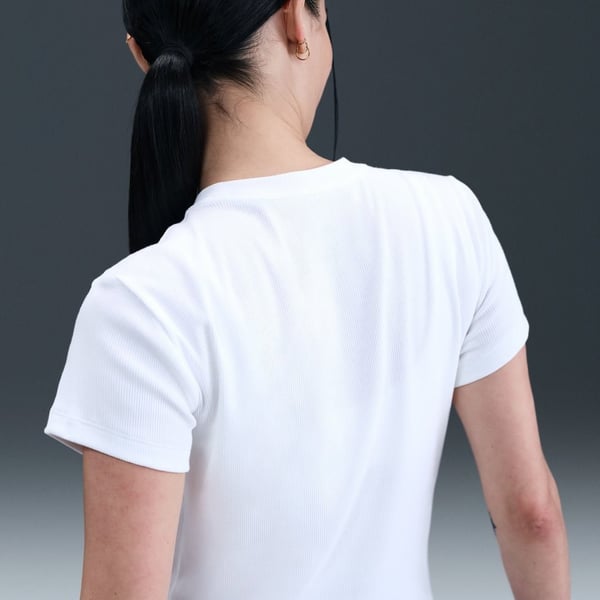 Nike W NSW RIB TGHT SS TEE Beyaz Kadın T-Shirt