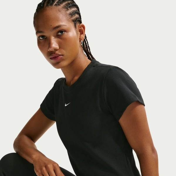 Nike W NSW RIB TGHT SS TEE Siyah Kadın T-Shirt