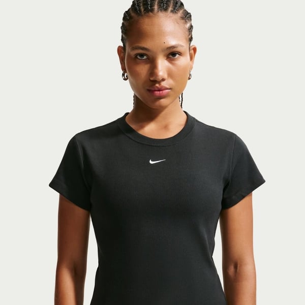 Nike W NSW RIB TGHT SS TEE Siyah Kadın T-Shirt