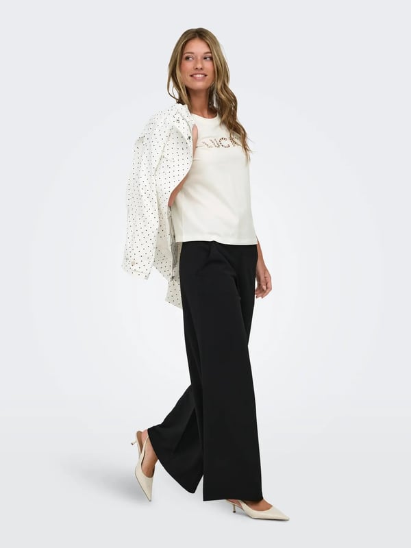 Only JDYSELMA S/S OPEN EMB TOP JRS NOOS Beyaz Kadın T-Shirt