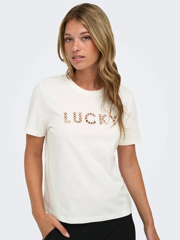Only JDYSELMA S/S OPEN EMB TOP JRS NOOS Beyaz Kadın T-Shirt