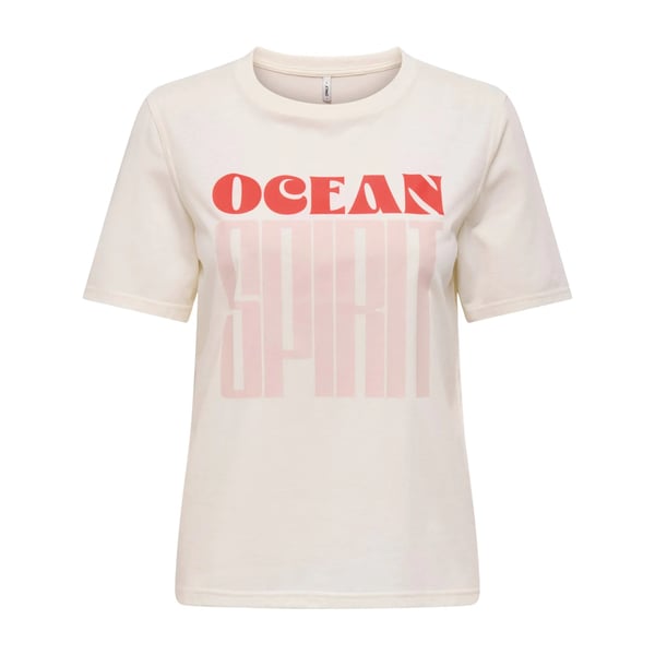 Only ONLABELONE S/S WORD TOP BOX JRS Beyaz Kadın T-Shirt