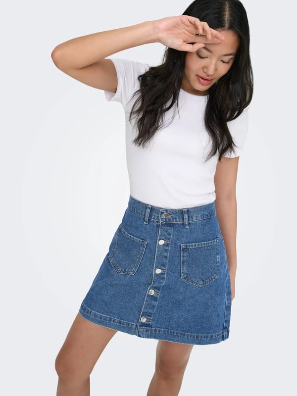 Only ONLAMAZING HW SKIRT TAI DNM NOOS Mavi Kadın Etek