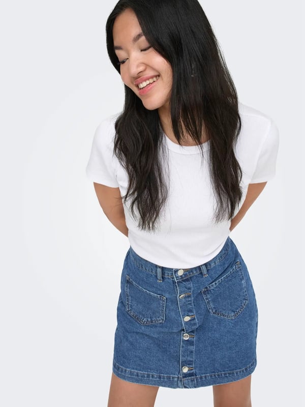 Only ONLAMAZING HW SKIRT TAI DNM NOOS Mavi Kadın Etek