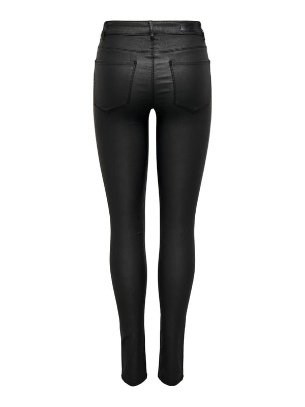 Only ONLANNE K MID WAIST COATED PNT NOOS Siyah Kadın Pantolon
