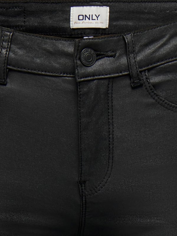Only ONLANNE K MID WAIST COATED PNT NOOS Siyah Kadın Pantolon