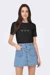 Only ONLARIANA LIFE S/S O-NECK BOX TOP JRS Siyah Kadın T-Shirt