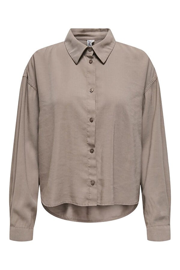 Only ONLARIS LIFE LS PLEAT SHIRT WVN Bej Kadın T-Shirt