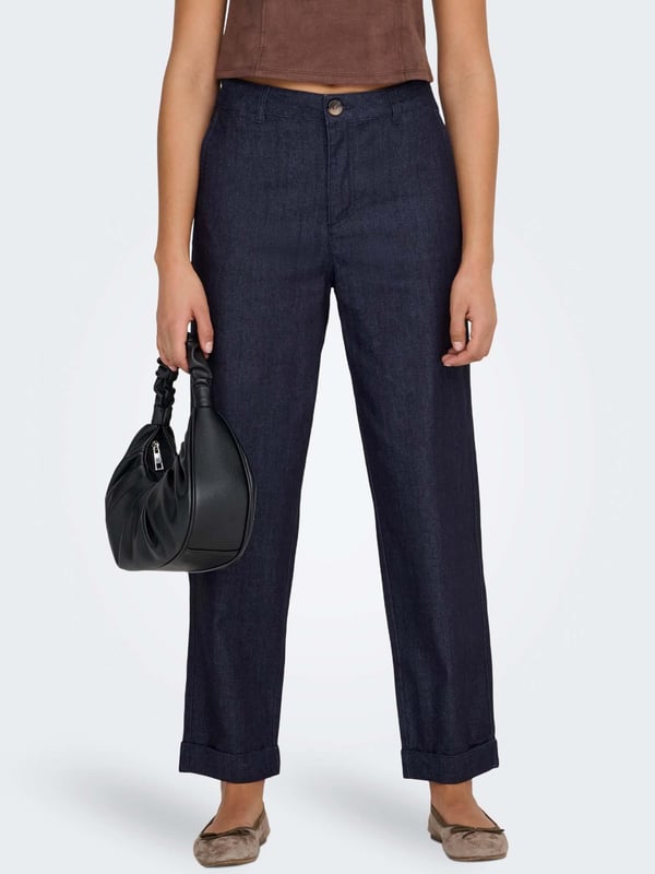 Only ONLASHBY REG STRAIGHT CROPPED  DNM  QYT Lacivert Kadın Kot Pantolon