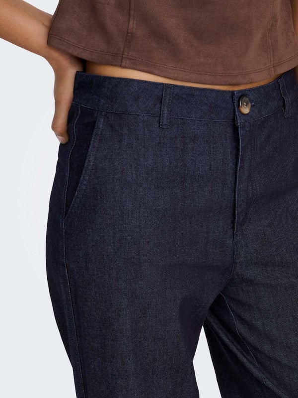 Only ONLASHBY REG STRAIGHT CROPPED  DNM  QYT Lacivert Kadın Kot Pantolon