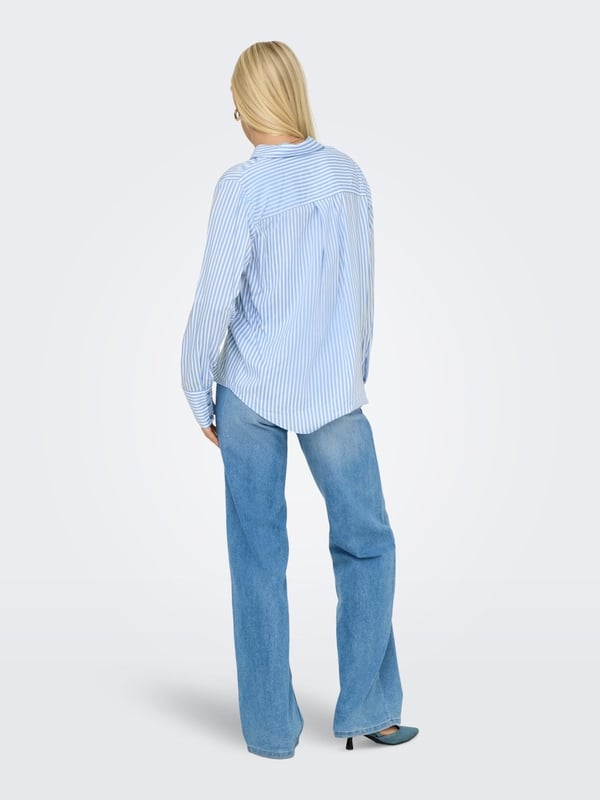 Only ONLBERIT LIFE L/S SHIRT NOOS WVN Açık Mavi Kadın Gömlek