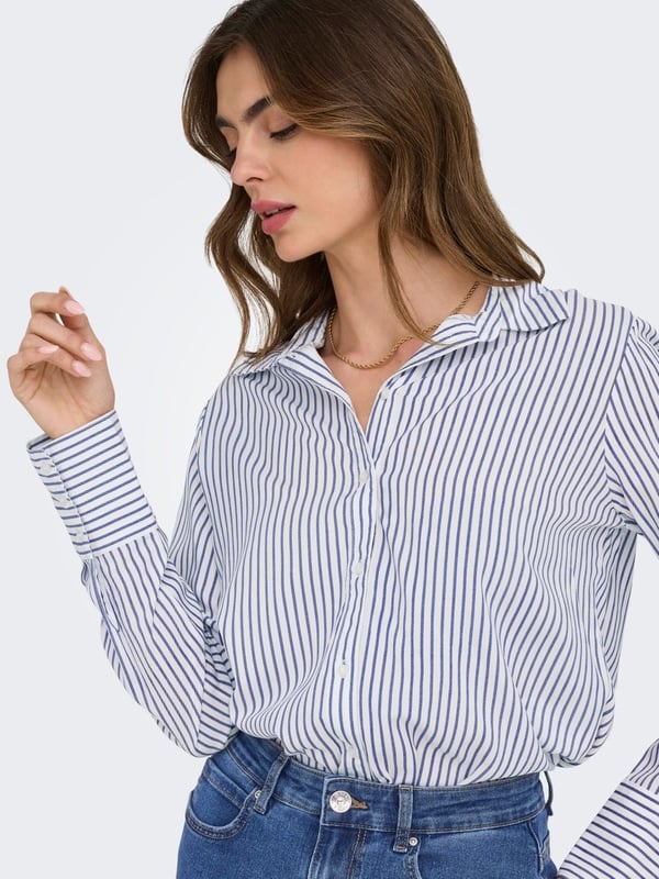 Only ONLBERIT LIFE L/S SHIRT NOOS WVN Mavi Kadın Gömlek