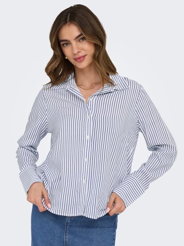 Only ONLBERIT LIFE L/S SHIRT NOOS WVN Mavi Kadın Gömlek