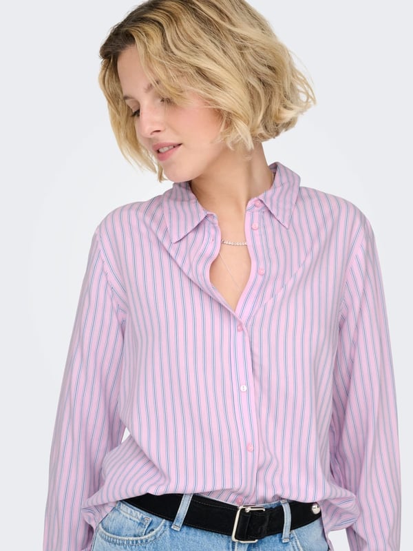 Only ONLBERIT LIFE L/S SHIRT NOOS WVN Pembe Kadın Gömlek