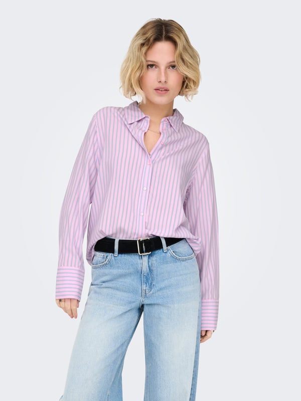 Only ONLBERIT LIFE L/S SHIRT NOOS WVN Pembe Kadın Gömlek